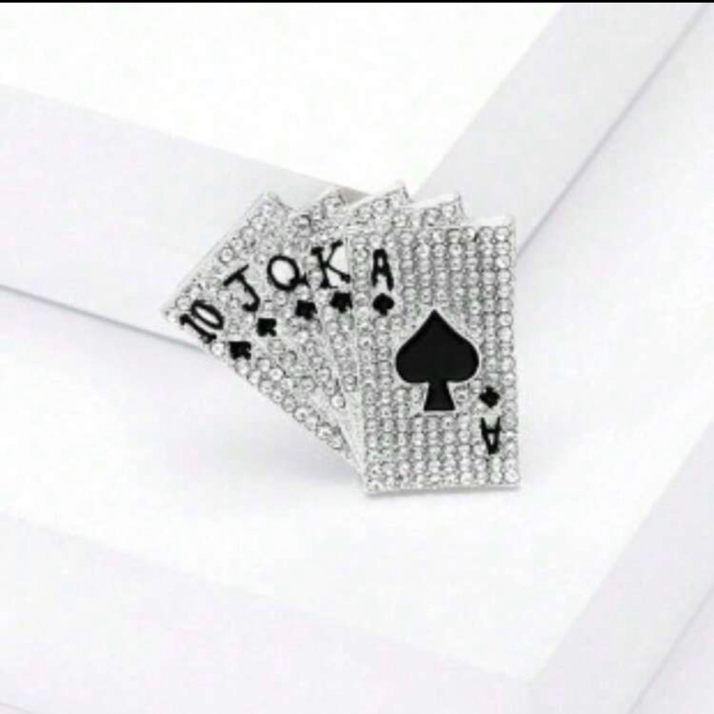 Sparkling Playing Card Brooch